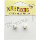 2 perles métal 10mm 1 rang strass